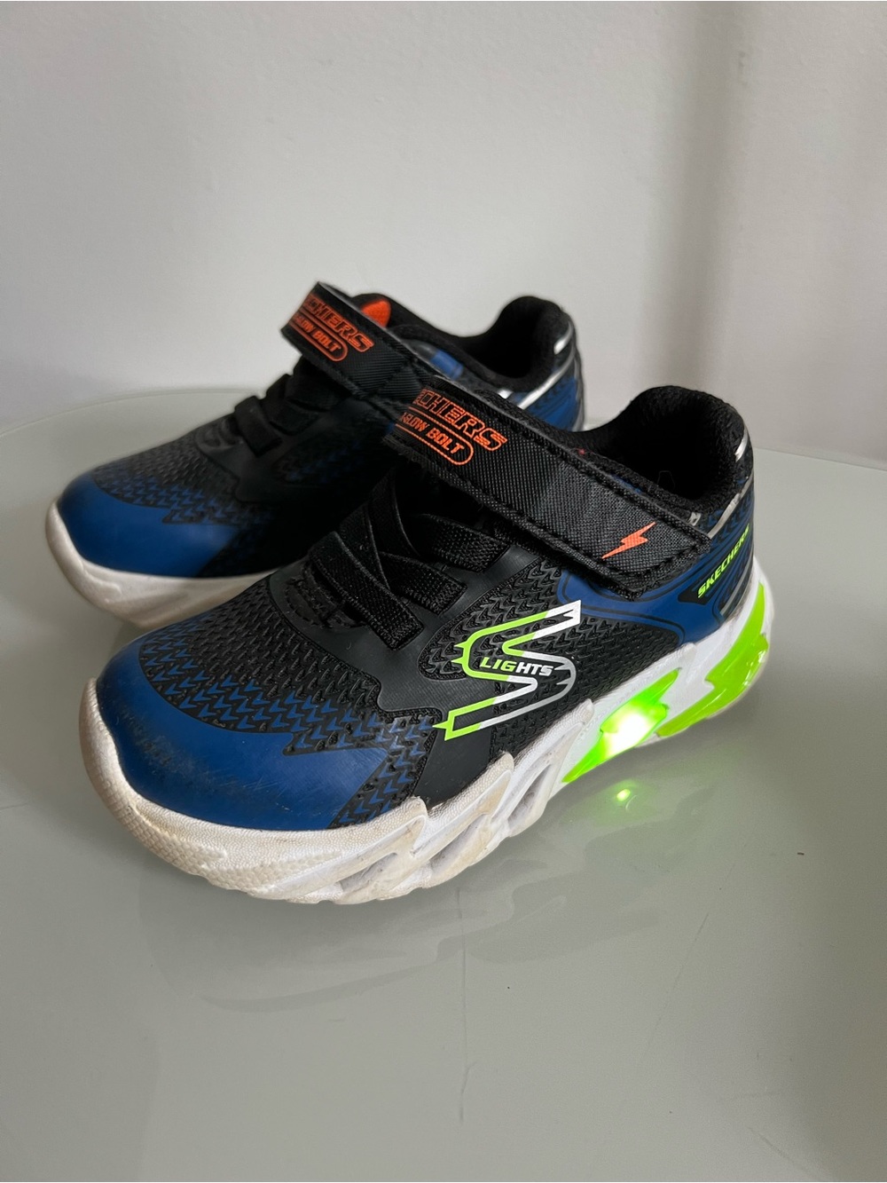 SKETCHERS Blue Flex Glow Bolt Light-up Sneakers, 8c